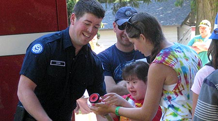 Fire Department brings fire truck to Special Friends Camp