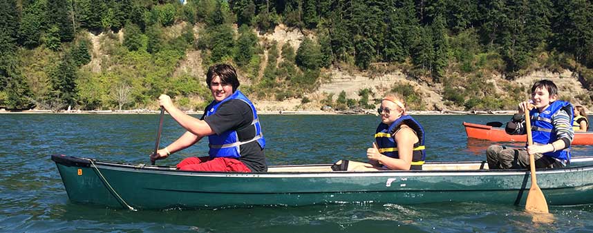 Canoeing during Summer Youth Camps at Warm Beach Camp